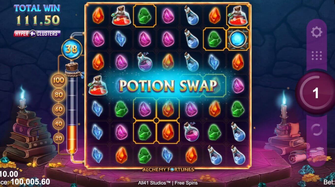 Alchemy Fortunes Hyper Clusters Slot Gameplay